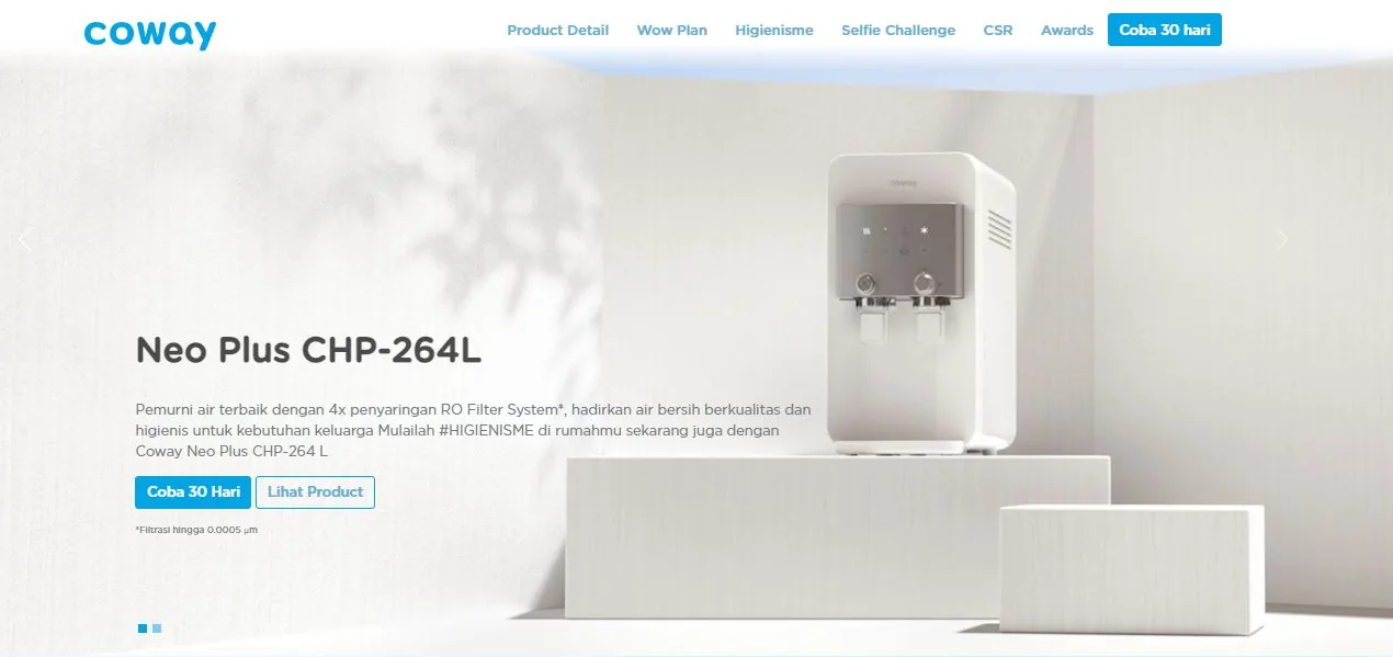 Coway Neo Plus product information screen